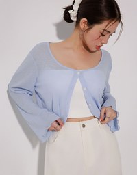 Sheer Ruffled Button Down Top