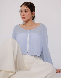 Sheer Ruffled Button Down Top