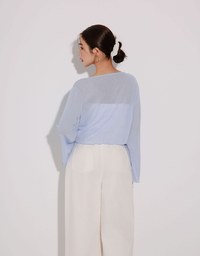 Sheer Ruffled Button Down Top