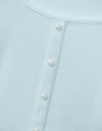 Elegant Square Neck Pearl Button Tie Back Top