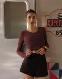 Sheer Knit Cropped Long Sleeve Top