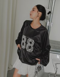 Lace Oversized Long Sleeve Jersey