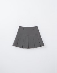 Wide Waist Pleated Suit Skirt