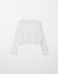 Ruffle Trim Rib Knit Top