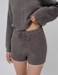 Lace Drawstring Knit Shorts