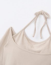 WARM↑UP Lightweight Plush Tie Heat Bra Set Wear