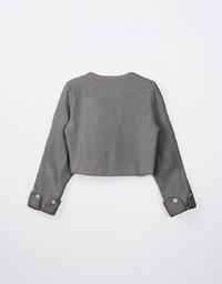 Fluffy Faux Mink Fur Buttoned Jacket (With Shoulder Pads)