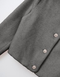 Fluffy Faux Mink Fur Buttoned Jacket (With Shoulder Pads)
