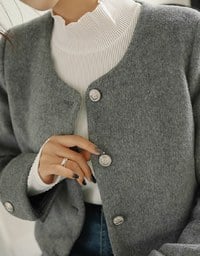 Fluffy Faux Mink Fur Buttoned Jacket (With Shoulder Pads)