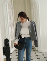 Fluffy Faux Mink Fur Buttoned Jacket (With Shoulder Pads)