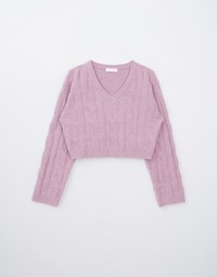 Classic V Neck Cable Knit Sweater