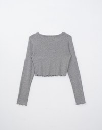Classic Letter Ruffle Hem Long Sleeve Top