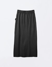 Frayed Slit Knit Maxi Skirt