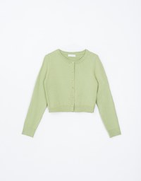 AIR SPACE Logo Gold Button Thick Knit Top