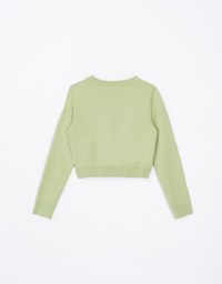AIR SPACE Logo Gold Button Thick Knit Top