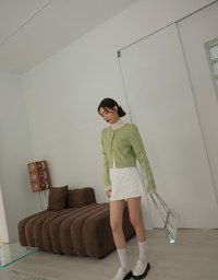 AIR SPACE Logo Gold Button Thick Knit Top