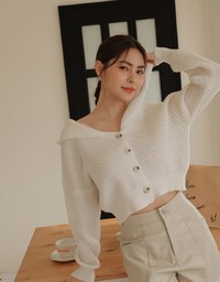 Hooded Cropped Knit Top