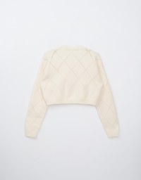 Solid Color Argyle Knit Sweater