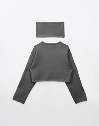 Long Sleeve Soft Knit Top (with Neck Scaft)