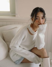 Halter Cutout Oversized Knit Sweater