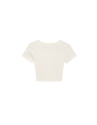 Ribbed Knit Crop Tee with Logo Heart Charm Accent