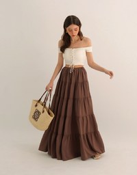 Off Shoulder Crochet Lace Up Padded Crop Top