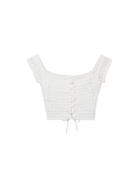 Off Shoulder Crochet Lace Up Padded Crop Top