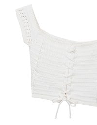 Off Shoulder Crochet Lace Up Padded Crop Top