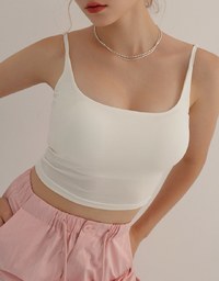 Cooling Silk Touch Scoop Neck Thin Strap Crop Bra Top