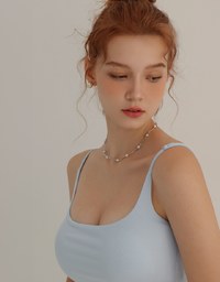 Cooling Silk Touch Scoop Neck Thin Strap Crop Bra Top