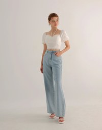 2 Way Sweetheart Puff Sleeve Lace Trim Padded Crop Top