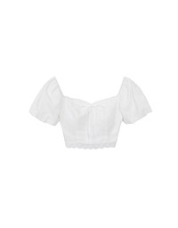 2 Way Sweetheart Puff Sleeve Lace Trim Padded Crop Top