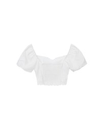 2 Way Sweetheart Puff Sleeve Lace Trim Padded Crop Top