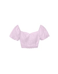 2 Way Sweetheart Puff Sleeve Lace Trim Padded Crop Top
