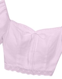 2 Way Sweetheart Puff Sleeve Lace Trim Padded Crop Top