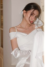 Off Shoulder Cross Draped Detail Padded Cropped Top