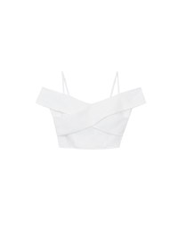 Off Shoulder Cross Draped Detail Padded Cropped Top