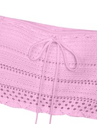 2 Way Convertible Lace Crochet Bandeau Top with Tie Detail