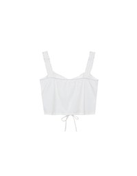 Lace Trim Buttoned Cropped Cami Top with Drawstring Hem