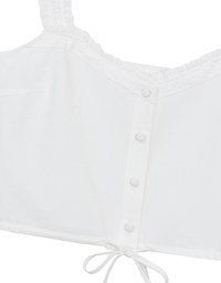 Lace Trim Buttoned Cropped Cami Top with Drawstring Hem