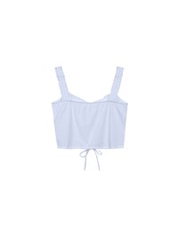 Lace Trim Buttoned Cropped Cami Top with Drawstring Hem