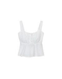 Striped Textured Wide Strap Flowy Crinkled Peplum Top