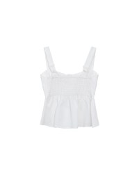 Striped Textured Wide Strap Flowy Crinkled Peplum Top