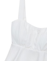 Striped Textured Wide Strap Flowy Crinkled Peplum Top