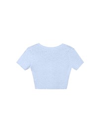 Crinkled Textured Button Down Scoop Neck Cropped Top