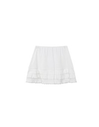 Tiered Ruffle Mini Skirt with Lace Trim Hem