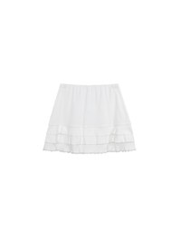Tiered Ruffle Mini Skirt with Lace Trim Hem