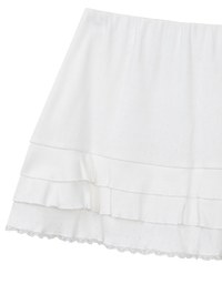 Tiered Ruffle Mini Skirt with Lace Trim Hem