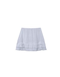 Tiered Ruffle Mini Skirt with Lace Trim Hem