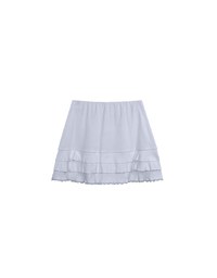Tiered Ruffle Mini Skirt with Lace Trim Hem